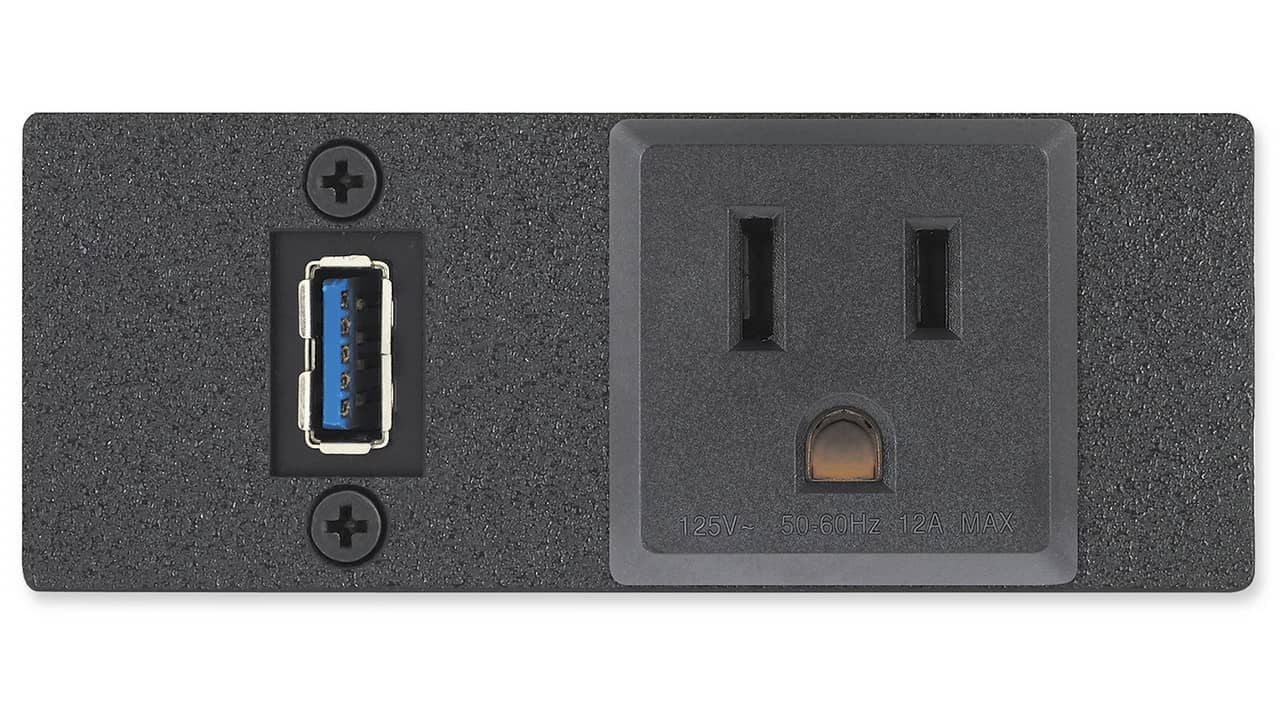 Изображения US + USB3.2 A, 2-местная, черная, AC USB AAP, 60-1940-02