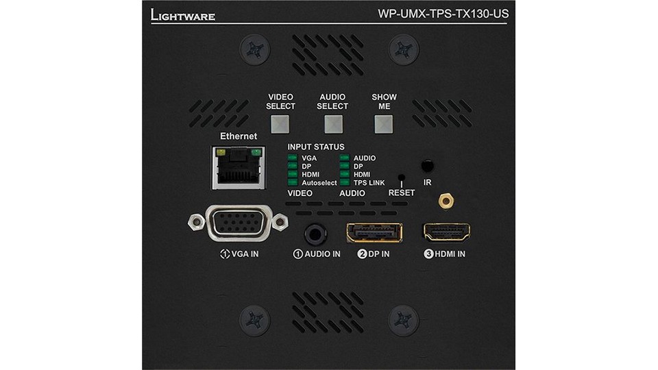 Передатчик по витой паре HDMI, VGA, DisplayPort, Ethernet, RS-232, ИК, аудио LIGHTWARE WP-UMX-TPS-TX130-US Black